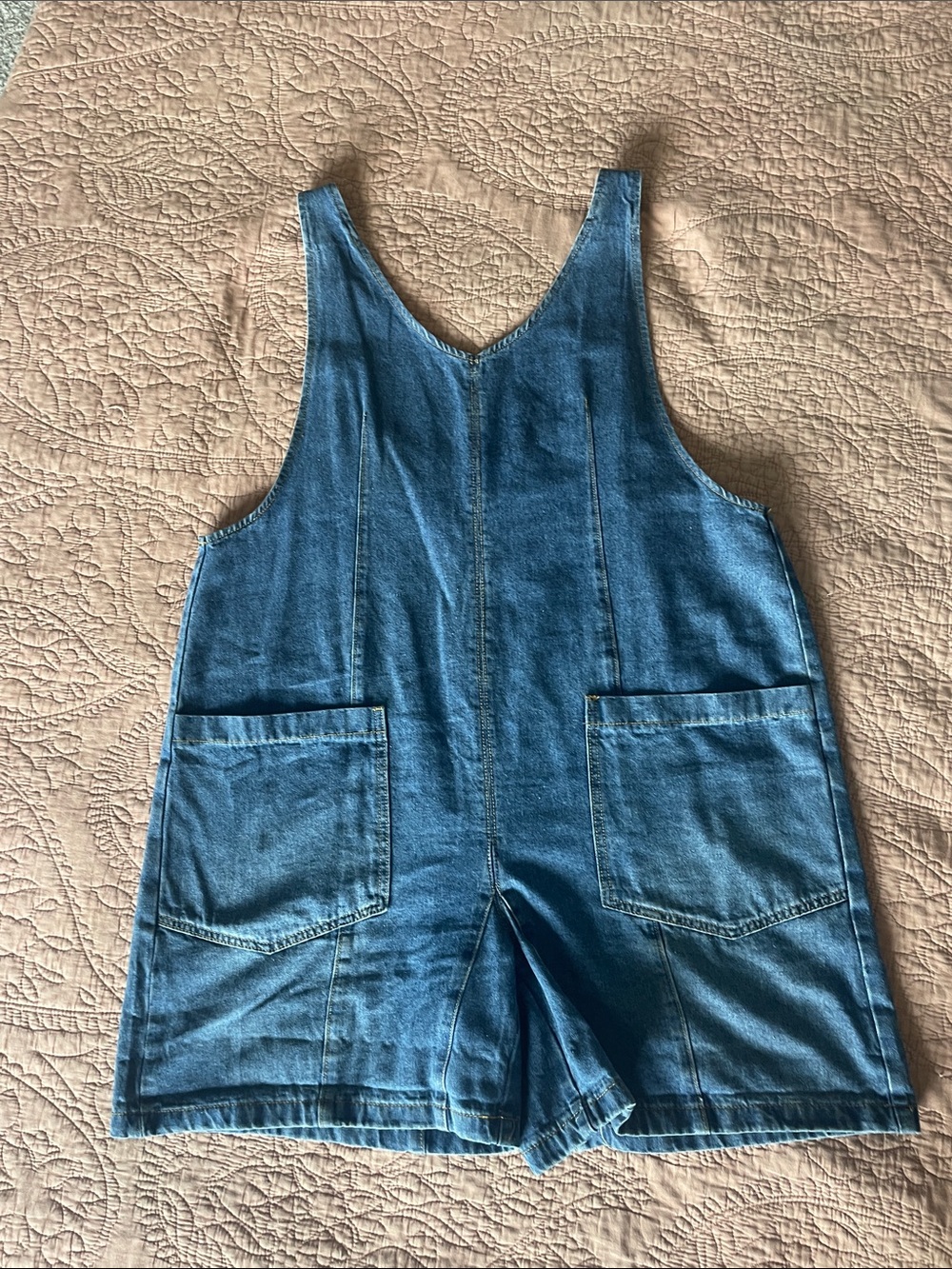 Denim Short Romper Overalls - Blue